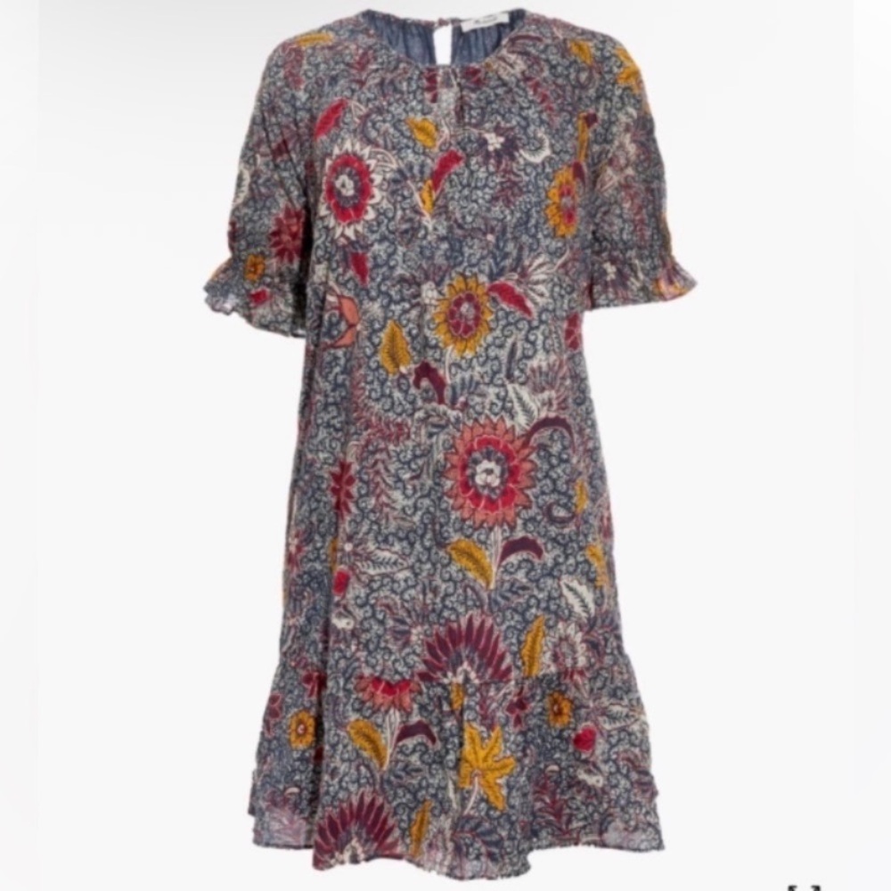 Madewell Floral Ruffle Sleeve Popover Dress